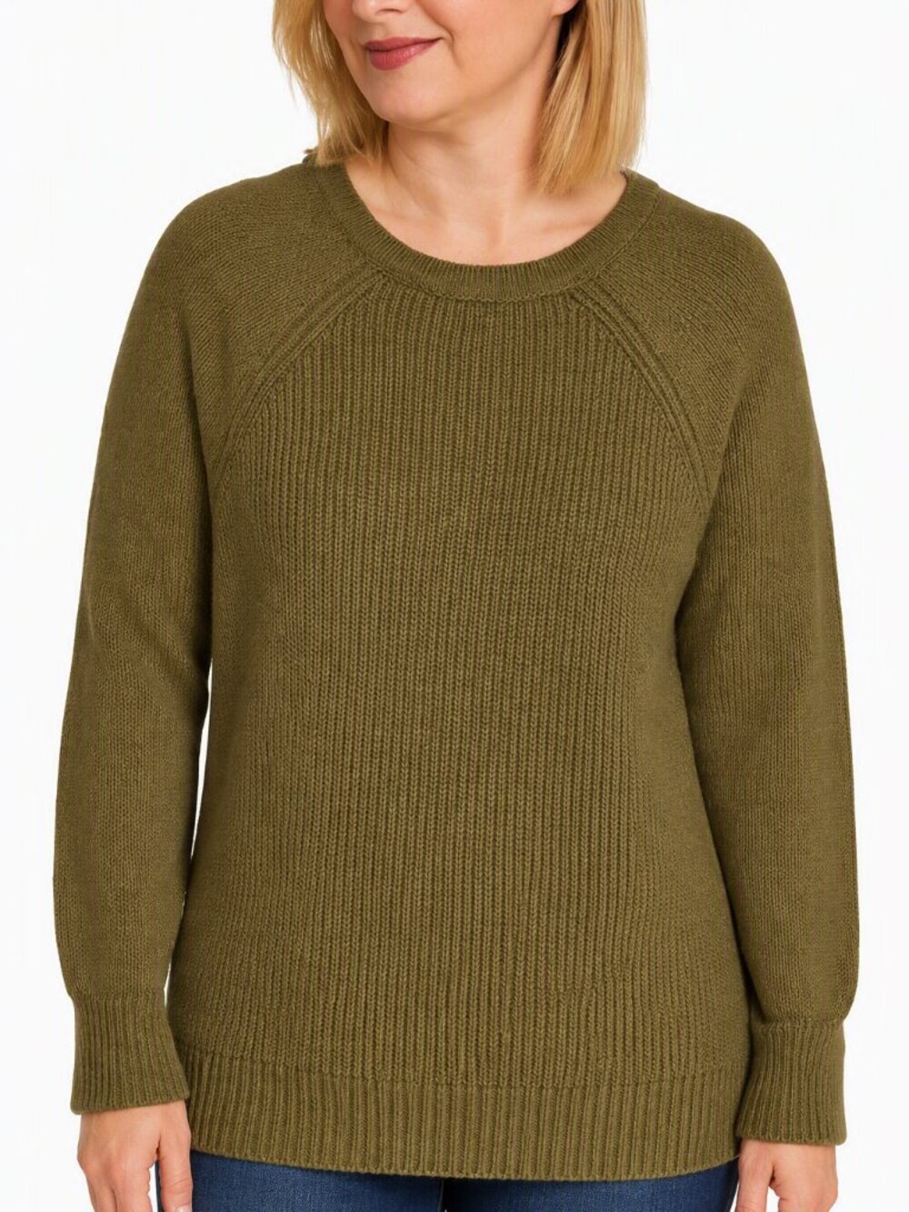 Cozy Chic RD Style Olive Rowca Sweater | XL Hi-Lo Hem, Textured Knit
